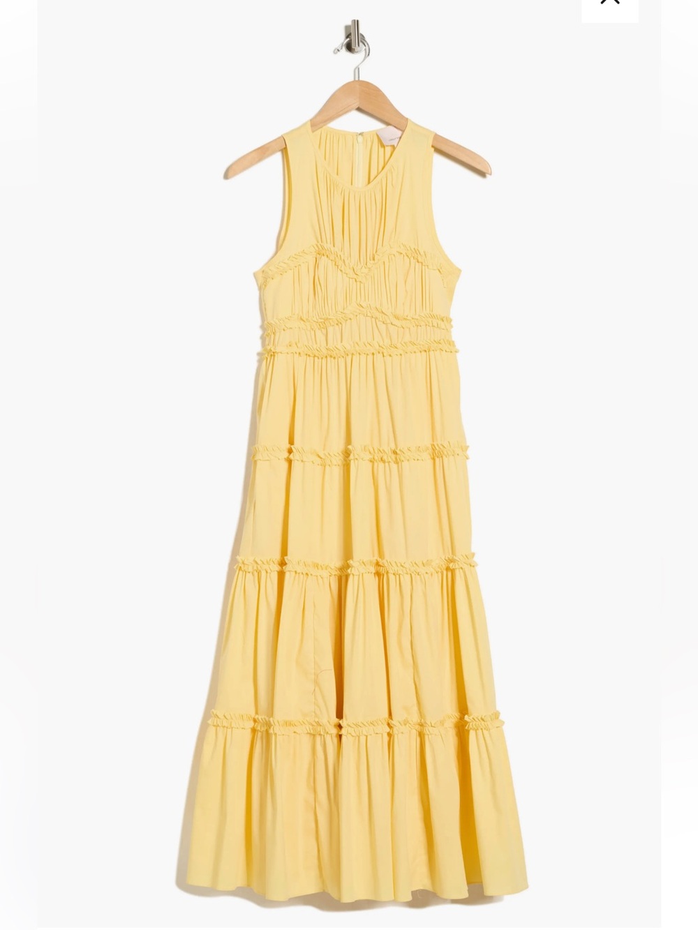 cinq a sept Yellow Tiered Ruffle Midi Dress size 0 - Picture 3 of 7